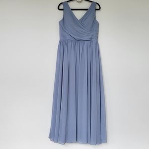 Azazie | Keyla Chiffon Formal Maxi Dress Dusty Blue Size A14